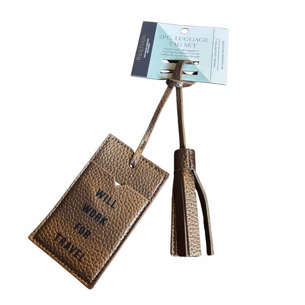 Wit & Delight Luggage Tag "Will Work for Travel"